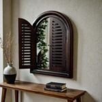 Arched Shutter Solid Wood Wall Mirror (22 x 16 Inches) - Image 3