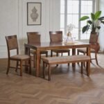 Rohan Prime Solid Wood 6 Seater Dining Set with Chairs & Bench