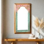 Blushara Handcrafted Wooden Wall Mirror in Blush Pink Finish | Made in India
