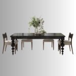 Nismaaya Opal Burned Walnut Solid Mango Wood Dining Table - Image 2