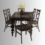 Nismaaya Opal Burned Walnut Solid Mango Wood Dining Table - Image 5