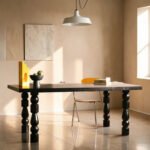 Noir Astra Solid Mango Wood 6-Seater Dining Table – Charcoal Finish