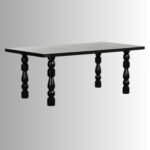 Noir Astra Solid Mango Wood 6-Seater Dining Table – Charcoal Finish - Image 6