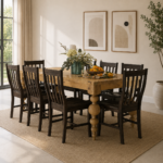 Nismaaya Opal Burned Walnut Solid Mango Wood Dining Table