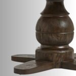 Handcrafted Rustic Crest Solid Oak Wood Round Dining Table | Natural Oak Top | Walnut Brown Pedestal Base | Made in India - Image 6