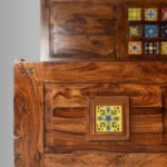 Royal Mosaic Sheesham Wood King Size Bed with Decorative Tile Accents - Image 2