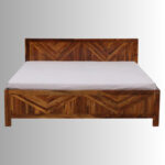 Heritage Chevron Sheesham Wood King Size Bed with Box Storage - Image 2