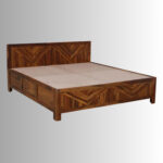 Heritage Chevron Sheesham Wood King Size Bed with Box Storage - Image 5