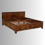 Heritage Chevron Sheesham Wood King Size Bed with Box Storage - Image 6