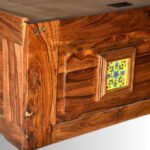 Royal Mosaic Sheesham Wood King Size Bed with Decorative Tile Accents - Image 5