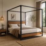 Aether Forge Solid Sheesham Wood Canopy Bed