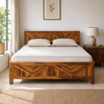 Heritage Chevron Sheesham Wood King Size Bed with Box Storage