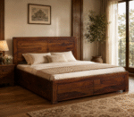 Timber Crest Sheesham Wood King Size Bed with Box Storage