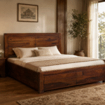 Timber Crest Sheesham Wood King Size Bed with Box Storage