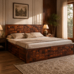 Imperial Mosaic Sheesham Wood Bed with Box Storage