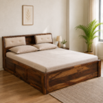 Heritage Haven Sheesham Wood King Size Bed with Box Storage
