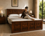 Maharaja Heritage Solid Sheesham Wood Hydraulic Storage Bed - Image 9