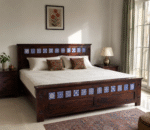 Azure Mosaic Solid Sheesham Wood King Size Bed