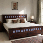 Azure Mosaic Solid Sheesham Wood King Size Bed