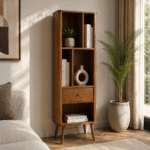 Nordic Haven Solid Sheesham Wood Display Bookcase Cabinet