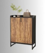 NoirCraft Solid Wood Modern Shoe Cabinet with Geometric Front - Image 4