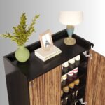 NoirCraft Solid Wood Modern Shoe Cabinet with Geometric Front - Image 5