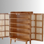 Carmel Cane & Solid Mango Wood Rattan Shoe Storage Cabinet - Image 2