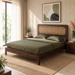 Elara Cane Panel Sheesham Wood Bed – King & Queen Size - Image 2