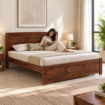 Arden Sheesham Wood Panelled Bed – King & Queen Size