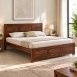 Arden Sheesham Wood Panelled Bed – King & Queen Size - Image 2