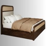 Aurelia Sheesham Wood Cane & Upholstered Bed – King & Queen Size - Image 2