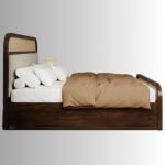 Aurelia Sheesham Wood Cane & Upholstered Bed – King & Queen Size - Image 3