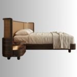 Premium Aurelia European Ash Wood Cane Bed with Integrated Nightstands - Image 5