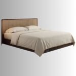 Elara Cane & European Ash Wood Bed – Dark Walnut Finish - Image 3