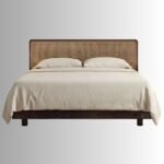Elara Cane & European Ash Wood Bed – Dark Walnut Finish - Image 2