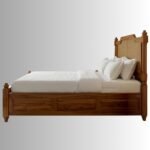 Aranya Classic Sheesham Wood Cane Bed with Storage – Honey Teak Finish - Image 4