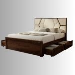 Veyra Sheesham Wood Upholstered Storage Bed – Walnut Finish - Image 4