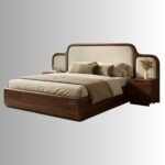 Premium Aurelia Sheesham Wood Bed with Upholstered Headboard & Side Tables – Walnut Finish - Image 3