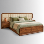 Arden Sheesham Wood Upholstered Bed with Box Storage – Walnut Finish - Image 5