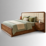 Arden Sheesham Wood Upholstered Bed with Box Storage – Walnut Finish - Image 4