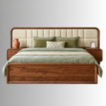 Arden Sheesham Wood Upholstered Bed with Box Storage – Walnut Finish - Image 3