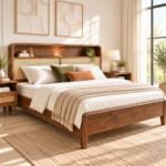 Cavelle Sheesham Wood Bed with Cane-Inspired Headboard