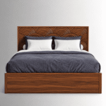 Ardena Handcrafted Sheesham Wood Bed with Carved Wave Headboard - Image 4