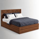 Ardena Handcrafted Sheesham Wood Bed with Carved Wave Headboard - Image 2