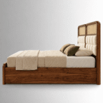 Veyara Sheesham Wood Bed with Dual-Panel Velvet Headboard - Image 3