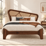 Siena Sheesham Wood Bed with Contemporary Cane Headboard