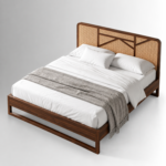 Livia Sheesham Wood Bed with Geometric Cane Headboard - Image 4