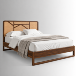 Livia Sheesham Wood Bed with Geometric Cane Headboard - Image 3