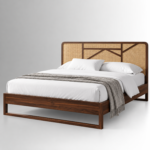 Livia Sheesham Wood Bed with Geometric Cane Headboard - Image 2