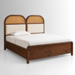 Aurelia Sheesham Wood Bed with Cane & Upholstered Headboard - Image 2